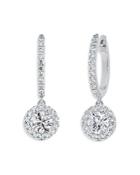 De Beers Forevermark Platinum Center Of My Universe Diamond Huggie Hoop Halo Drop Earrings