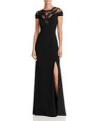Adrianna Papell Embellished Illusion-yoke Gown
