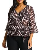 Estelle Plus Spotted Wrap Style Top