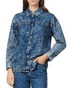 Sandro Stane Denim Rhinestone Detail Shirt