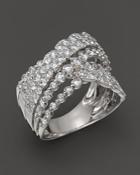 Diamond Cluster Crossover Band In 14k White Gold, 2.55 Ct. T.w.