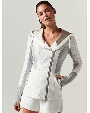 Blanc Noir Croc Textured Mixed Media Jacket