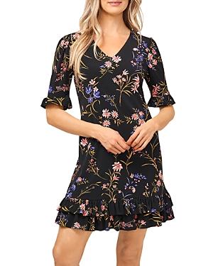 Cece Garden Flora Ruffled Knit Dress