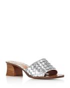 Bottega Veneta Women's Woven Metallic Leather Block Heel Slide Sandals