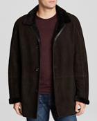 Maximilian Dyed Lamb Shearling Coat With Leather Trim