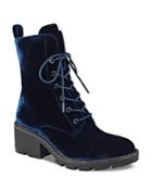 Kendall And Kylie Park Velvet Lace Up Combat Boots