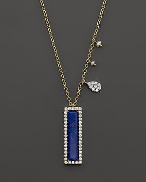 Meira T 14k Yellow Gold Lapis Pendant Necklace With Diamonds, 16