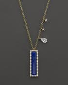 Meira T 14k Yellow Gold Lapis Pendant Necklace With Diamonds, 16