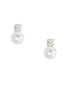 Aqua Swarovski Imitation Pearl & Cubic Zirconia Stud Earrings
