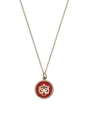 Moon & Meadow 14k Yellow Gold Diamond & Enamel Tiger Medallion Pendant Necklace, 18 - 100% Exclusive