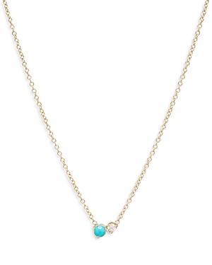 Zoe Chicco 14k Yellow Gold Diamond & Turquoise Pendant Necklace, 16