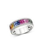 Bloomingdale's Rainbow Sapphire & Diamond Mosaic Band In 14k White Gold - 100% Exclusive