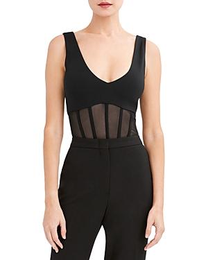 Bcbgmaxazria Mesh Inset Deep V-neck Bodysuit