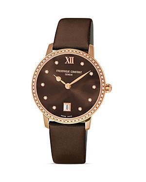 Frederique Constant Slim Line Joaillerie Rose Goldplated Chocolate Watch, 37mm