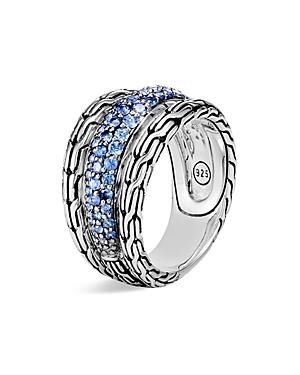 John Hardy Sterling Silver Classic Chain Blue Sapphire Ring