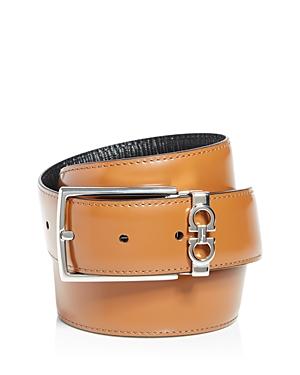 Salvatore Ferragamo Men's Square Gancini Buckle Leather Belt