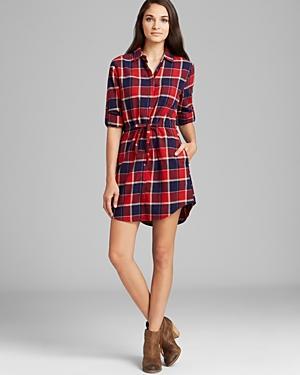 Jachs Girlfriend Shirt Dress - Eda Plaid Tie Waist