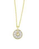 Frederic Sage 18k White & Yellow Gold Firenze Diamond Mini Spinning Disc Pendant Necklace, 16