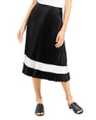 Theory Pleated Crepe Color-block Midi Skirt