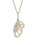 Diamond Wing Pendant Necklace In 14k Yellow Gold, .20 Ct. T.w.