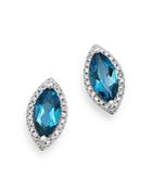 Bloomingdale's London Blue Topaz & Diamond Stud Earrings In 14k White Gold - 100% Exclusive
