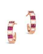 Bloomingdale's Ruby & Diamond Baguette Hoop Earrings In 14k Rose Gold - 100% Exclusive