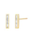 Rachel Reid 14k Yellow Gold Diamond Baguette Bar Stud Earrings