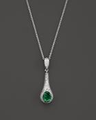 Emerald And Diamond Pendant Necklace In 14k White Gold, 17 - 100% Exclusive