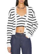 Frame Striped Relaxed Ribbed Cardigan