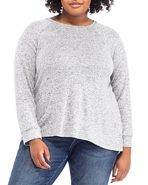 B Collection By Bobeau Curvy Long Sleeved Split Back Cozy Tee