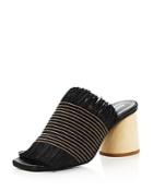 Proenza Schouler Women's Fringe Wood Heel Sandals