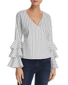 Aqua Striped Bell Sleeve Crossover Top - 100% Exclusive