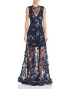 Bronx And Banco Aurora Embroidered Illusion Gown