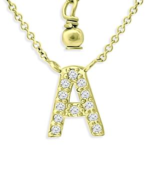 Aqua Pave Initial Pendant Necklace In 18k Gold Plated Sterling Silver, 15-17 - 100% Exclusive
