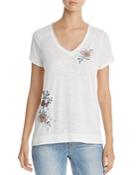 Billy T Floral Embroidered V-neck Tee