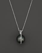Tara Pearls Tahitian Cultured Pearl And Diamond Pendant Necklace In 18k White Gold, 15