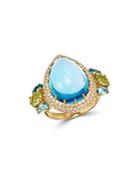 Bloomingdale's Diamond, Swiss Blue Topaz & Peridot Ring In 14k Yellow Gold - 100% Exclusive