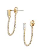 Baublebar Tallo Cubic Zirconia & Chain Front To Back Earrings In 18k Gold Plated Sterling Silver