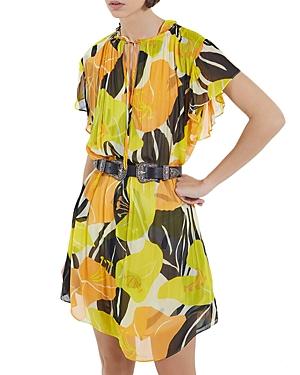 The Kooples Hibiscus Flutter-sleeve Dress