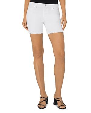 Liverpool Los Angeles Vickie Frayed Hem Jean Shorts In Bright White