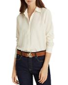 Lauren Ralph Lauren Crepe Relaxed Fit Button Down Shirt