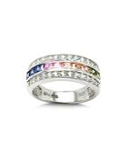 Aqua Multi Row Rainbow Ring In Sterling Silver - 100% Exclusive