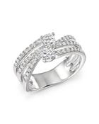 Diamond Two Stone Multi Band Ring In 14k White Gold, .79 Ct. T.w.