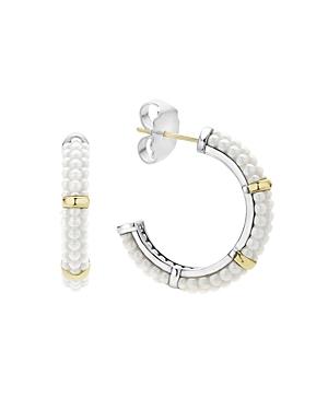 Lagos 18k Gold And Sterling Silver White Caviar Hoop Earrings
