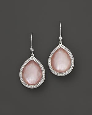 Ippolita Sterling Silver Stella Teardrop Earrings In Pink Mother-of-pearl With Diamonds