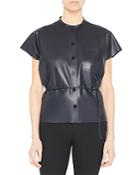 Theory Faux Leather Belted Blouse