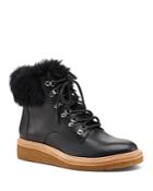 Botkier Women's Winter Leather & Rabbit Fur Lace Up Boots