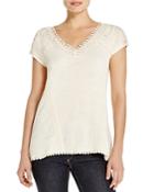 Cupio Embroidered Lace-trimmed Top