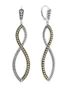 Lagos Sterling Silver Drop Earrings With 18k Gold Caviar Beading