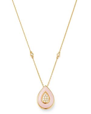 Bloomingdale's Pink Opal & Diamond Pendant Necklace In 14k Yellow Gold, 16-18 - 100% Exclusive